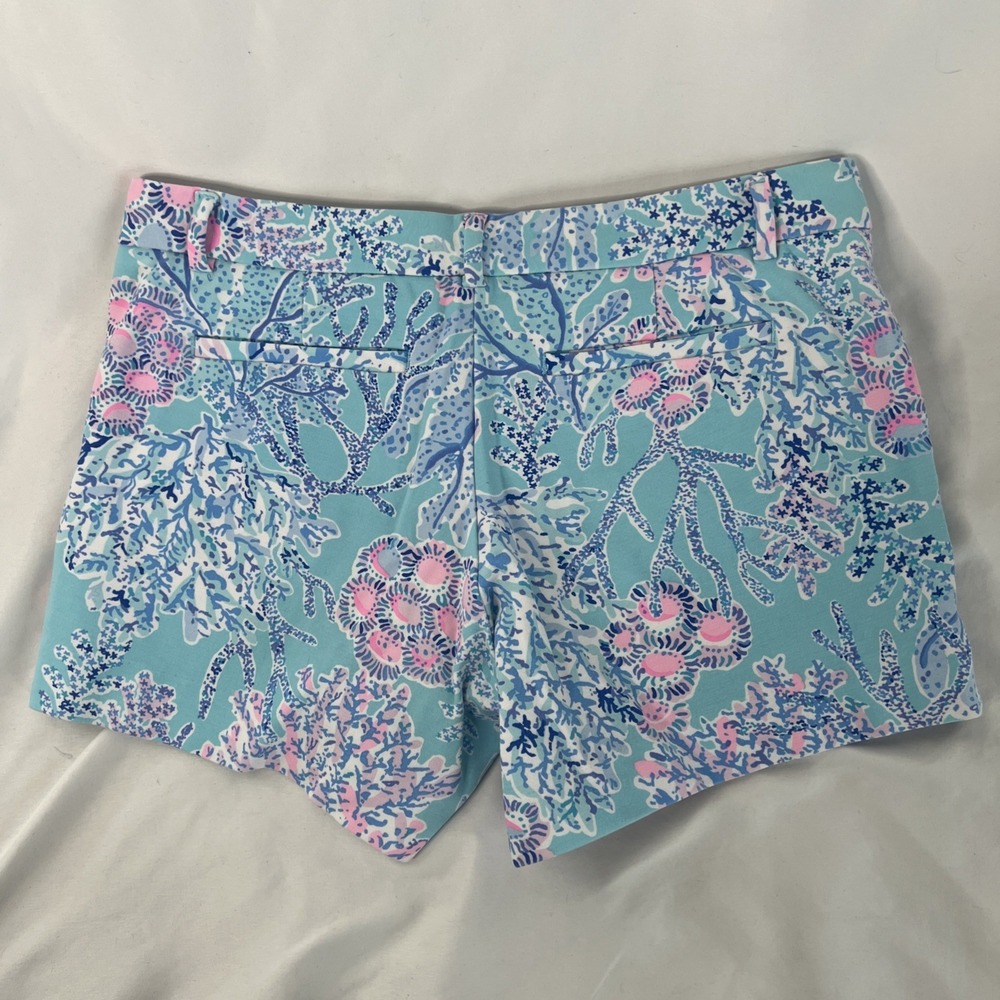 Lilly Pulitzer 4 The WALSH Chino Shorts Flat‎ Front Blue Pink Turquoise - Picture 6 of 9